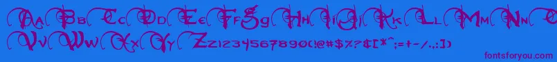 Neverwinter-Schriftart – Violette Schriften auf blauem Hintergrund