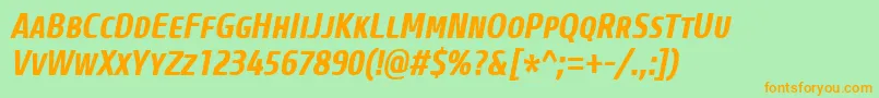 CoreSansMSc67CnBoldItalic Font – Orange Fonts on Green Background