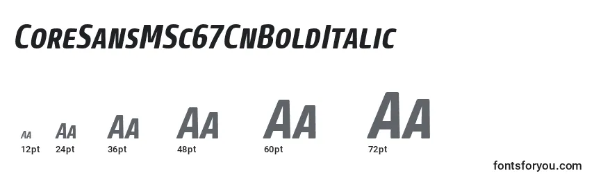 CoreSansMSc67CnBoldItalic Font Sizes