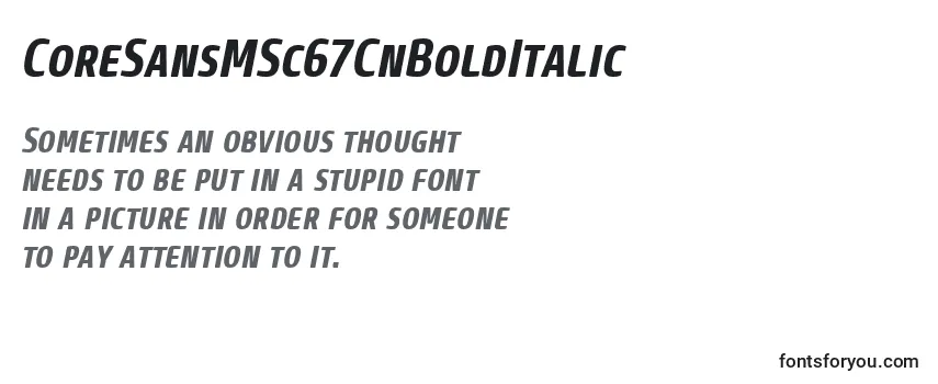 CoreSansMSc67CnBoldItalic Font
