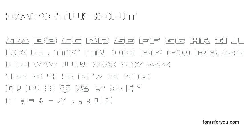 Czcionka Iapetusout – alfabet, cyfry, specjalne znaki