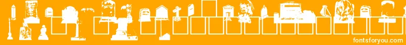 Czcionka GravestoneBats – białe czcionki na pomarańczowym tle