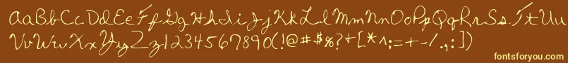 Lehn270-fontti – keltaiset fontit ruskealla taustalla