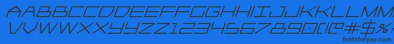 Fonte Player1upheavyital – fontes pretas em um fundo azul