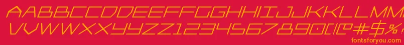 Fonte Player1upheavyital – fontes laranjas em um fundo vermelho