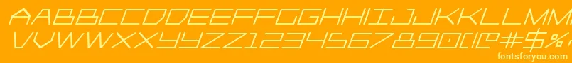 Player1upheavyital-Schriftart – Gelbe Schriften auf orangefarbenem Hintergrund