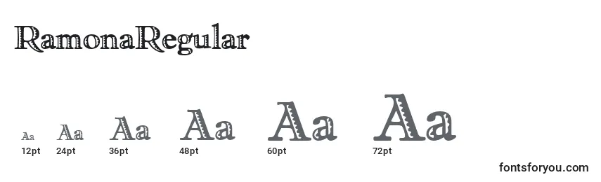 Размеры шрифта RamonaRegular