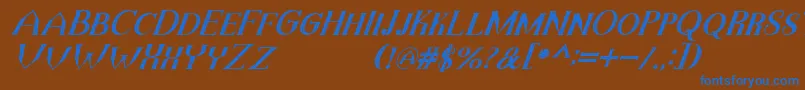 Шрифт TheDarkTitanVintageItalic – синие шрифты на коричневом фоне