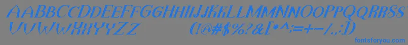 TheDarkTitanVintageItalic-Schriftart – Blaue Schriften auf grauem Hintergrund