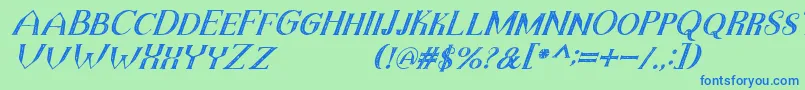 TheDarkTitanVintageItalic Font – Blue Fonts on Green Background