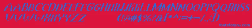 TheDarkTitanVintageItalic Font – Blue Fonts on Red Background