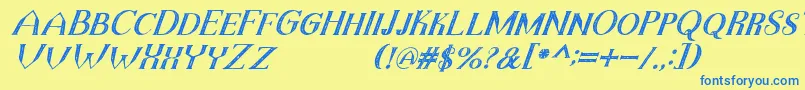 TheDarkTitanVintageItalic Font – Blue Fonts on Yellow Background