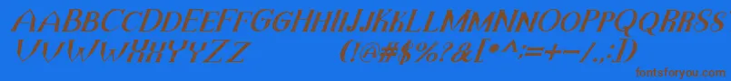 TheDarkTitanVintageItalic Font – Brown Fonts on Blue Background