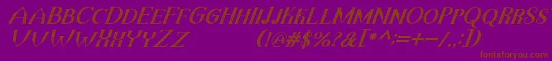 TheDarkTitanVintageItalic-Schriftart – Braune Schriften auf violettem Hintergrund