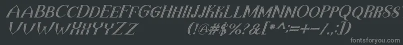 Saiba mais sobre a fonte TheDarkTitanVintageItalic Fonte TheDarkTitanVintageItalic – fontes cinzas em um fundo preto