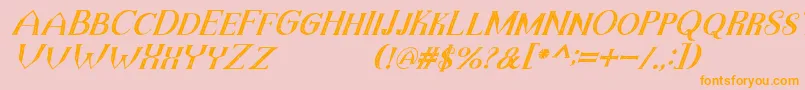 TheDarkTitanVintageItalic-Schriftart – Orangefarbene Schriften auf rosa Hintergrund