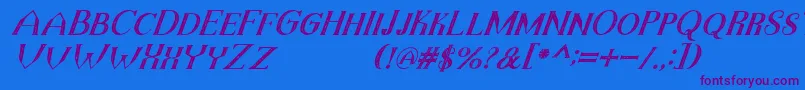 TheDarkTitanVintageItalic Font – Purple Fonts on Blue Background