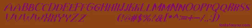 TheDarkTitanVintageItalic Font – Purple Fonts on Brown Background