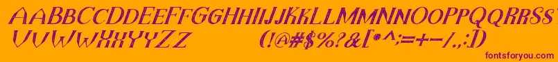TheDarkTitanVintageItalic-Schriftart – Violette Schriften auf orangefarbenem Hintergrund