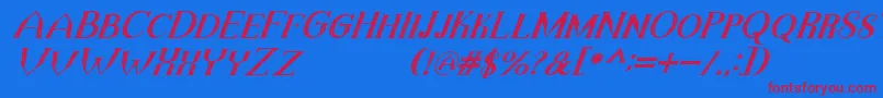 Шрифт TheDarkTitanVintageItalic – красные шрифты на синем фоне