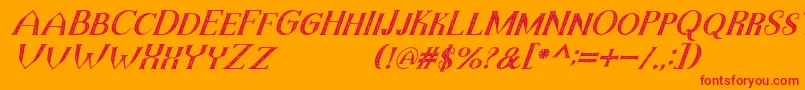 TheDarkTitanVintageItalic Font – Red Fonts on Orange Background