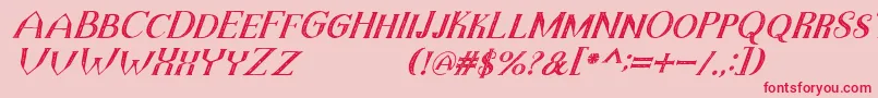 TheDarkTitanVintageItalic Font – Red Fonts on Pink Background