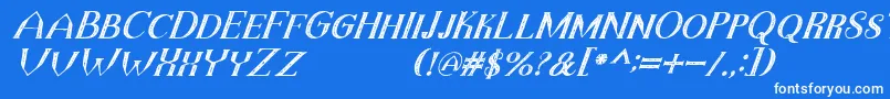 フォントTheDarkTitanVintageItalic – 青い背景に白い文字