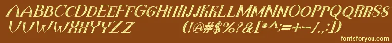 Шрифт TheDarkTitanVintageItalic – жёлтые шрифты на коричневом фоне