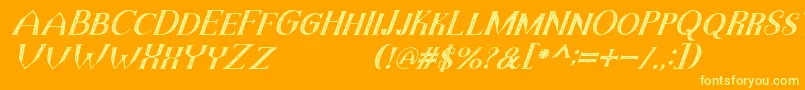 TheDarkTitanVintageItalic Font – Yellow Fonts on Orange Background