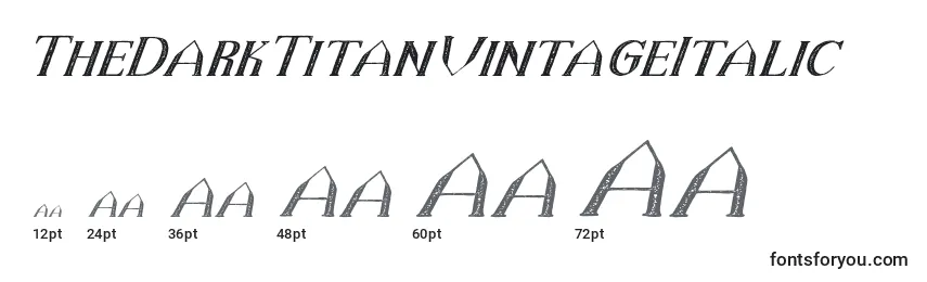 Größen der Schriftart TheDarkTitanVintageItalic (103642)