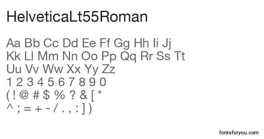 A fonte HelveticaLt55Roman – alfabeto, números, caracteres especiais