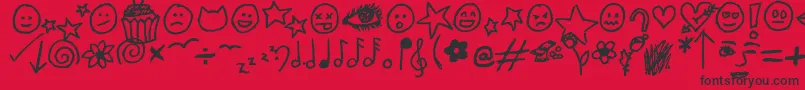 JennyDoodles Font – Black Fonts on Red Background