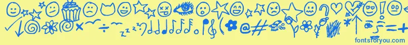 JennyDoodles-Schriftart – Blaue Schriften auf gelbem Hintergrund