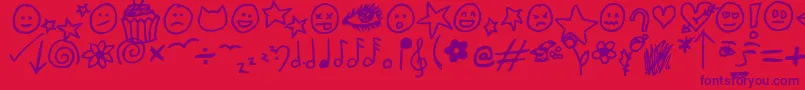 フォントJennyDoodles – 赤い背景に紫のフォント