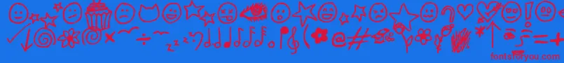 フォントJennyDoodles – 赤い文字の青い背景