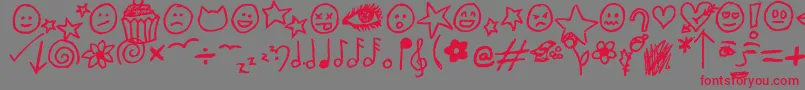 フォントJennyDoodles – 赤い文字の灰色の背景