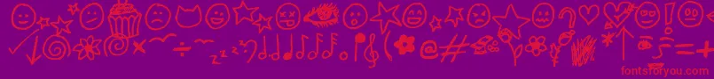 フォントJennyDoodles – 紫の背景に赤い文字