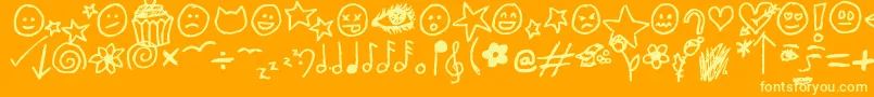 Czcionka JennyDoodles – żółte czcionki na pomarańczowym tle