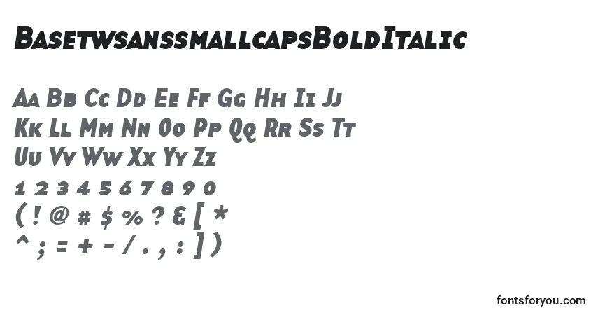 Czcionka BasetwsanssmallcapsBoldItalic – alfabet, cyfry, specjalne znaki
