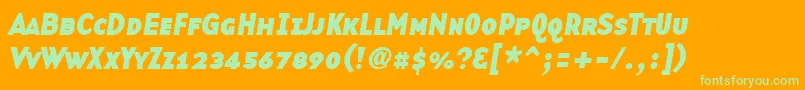 BasetwsanssmallcapsBoldItalic Font – Green Fonts on Orange Background