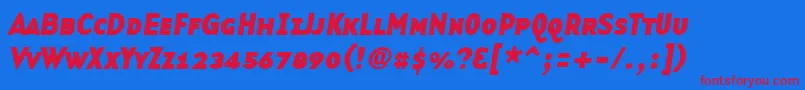 BasetwsanssmallcapsBoldItalic Font – Red Fonts on Blue Background