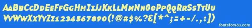 BasetwsanssmallcapsBoldItalic Font – Yellow Fonts on Blue Background