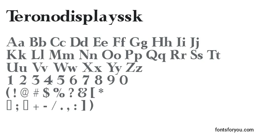 Schriftart Teronodisplayssk – Alphabet, Zahlen, spezielle Symbole