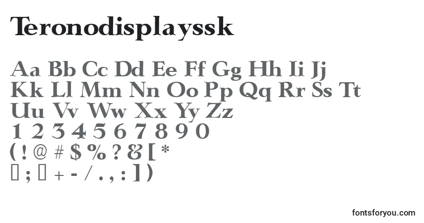 Teronodisplayssk Font – alphabet, numbers, special characters