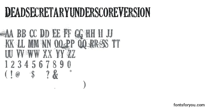 A fonte DeadsecretaryUnderscoreVersion – alfabeto, números, caracteres especiais