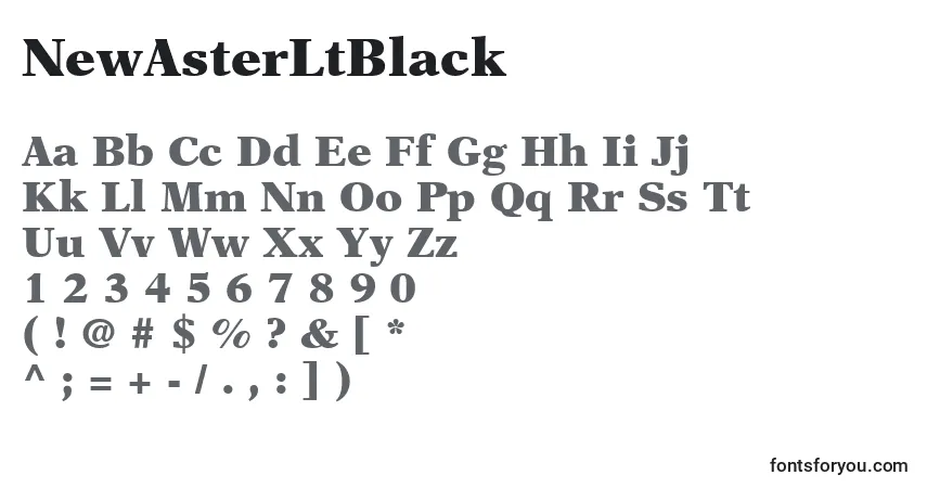 Fuente NewAsterLtBlack - alfabeto, números, caracteres especiales