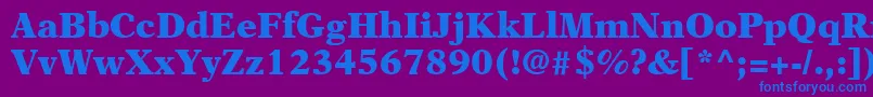 NewAsterLtBlack-fontti – siniset fontit violetilla taustalla