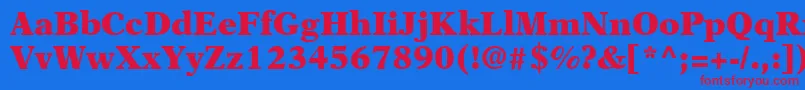 Czcionka NewAsterLtBlack – czerwone czcionki na niebieskim tle