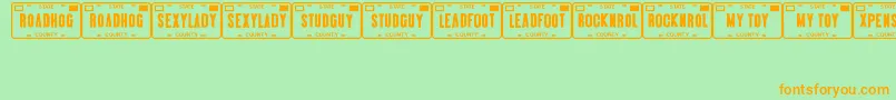 VanityPlatesJl Font – Orange Fonts on Green Background