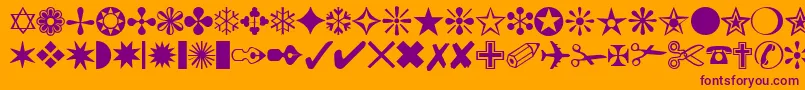 DingbatsRegular-fontti – violetit fontit oranssilla taustalla
